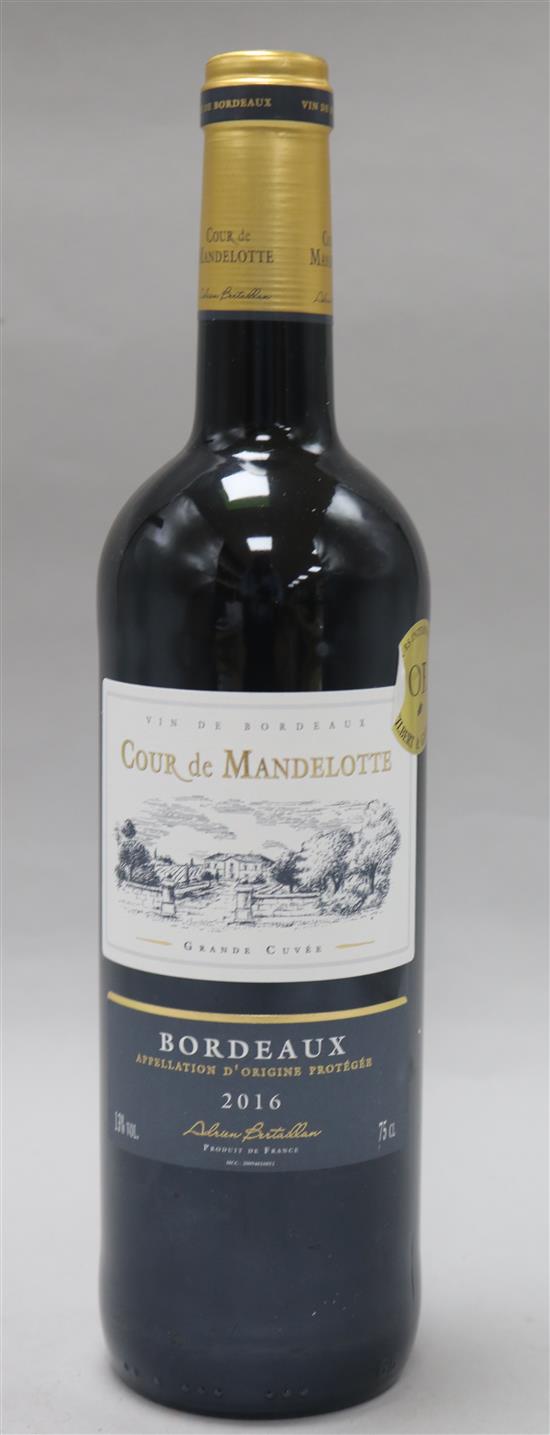 Six bottles Cour De Mandelotte Bordeaux 2016